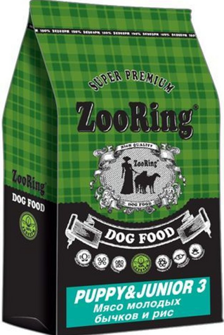 ZOORING Junior-3 Veal сухой корм для Щенков Крупных пород от 6 до 18 месяцев МЯСО МОЛОДЫХ БЫЧКОВ / РИС (2 кг)