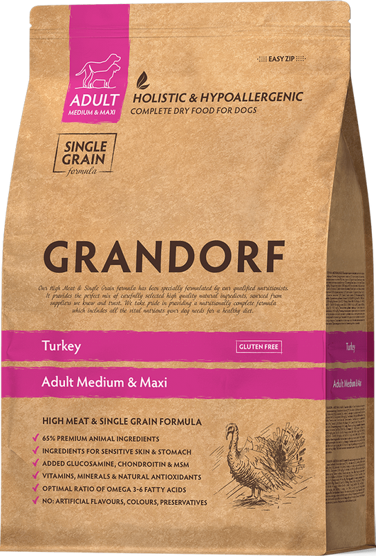 GRANDORF MEDIUM / Maxi Adult Dog Turkey сухой низкозерновой корм для собак средних и крупных пород ИНДЕЙКА (10 кг)