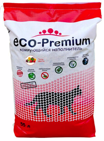 ECO-PREMIUM Clumping Cat Litter TUTTI-FRUTTI комкующийся древесный наполнитель для кошачьего туалета Аромат Фруктов и Ягод ТУТТИ-ФРУТТИ (55 л)