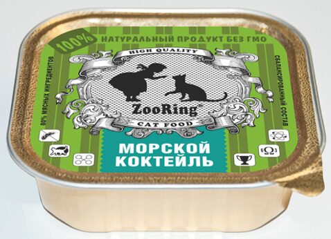 ZOORING Cat влажный для кошек Рыба МОРСКОЙ КОКТЕЙЛЬ (Ламистер) 100 гр ПАШТЕТ