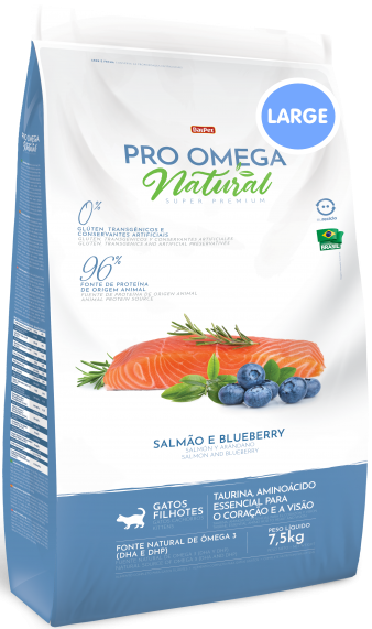 NATURAL PRO-OMEGA Filhotes BIG Large Salmao / Blueberry сухой корм для КОТЯТ, беременных и кормящих кошек КРУПНЫХ пород ЛОСОСЬ / ЦЫПЛЕНОК / ГОЛУБИКА (7,5 кг)