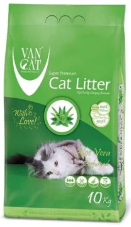 VAN CAT Aloe Vera комкующийся белый наполнитель для кошек Аромат АЛОЕ ВЕРА (10 кг)